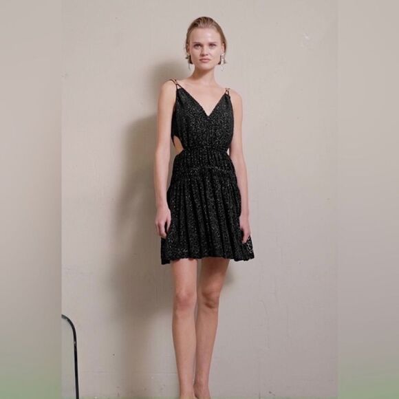 Maje Roany Velvet Cut Out Mini Dress - Picture 2 of 14